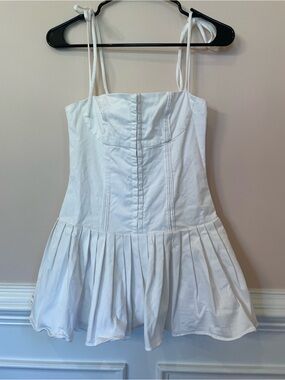Edikted White Corset Mini Dress with Tie Straps